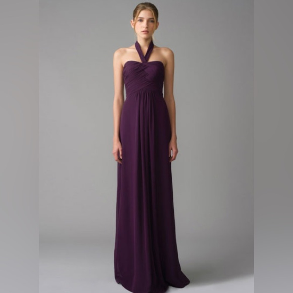 Monique Lhuillier Chiffon Gown - Plum - size 4